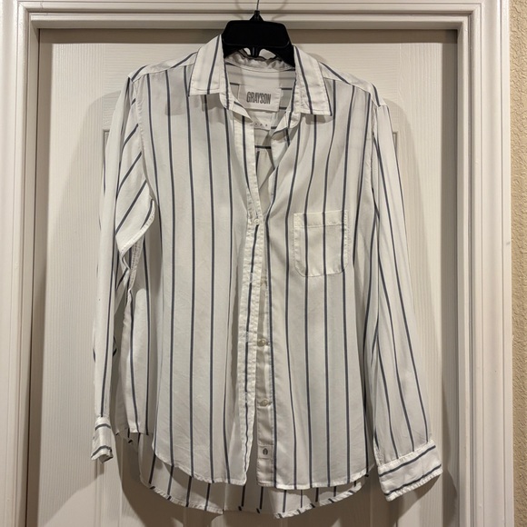 Grayson White Striped Button-Up Shirt size 3 M like new - Picture 3 of 4